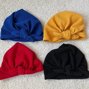 4 piece baby girl bow hat